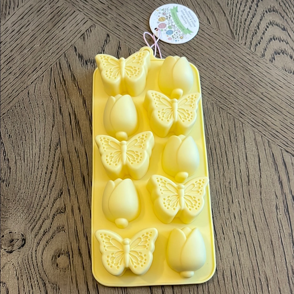 Yellow Butterfly and Tulip Silicone Mold Mini Craft Spring Holiday Resin New